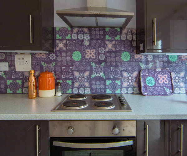 Pretty Splashback - Pastel Lace In Grey - Emma Britton Decorative Glass 