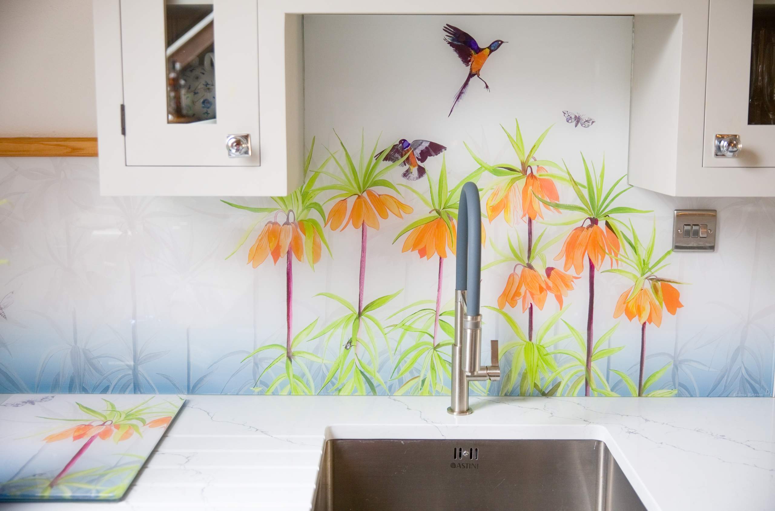 Emma-Britton-Decorative-Glass-Designer-Bespoke-Sunset-Floral-Splashback