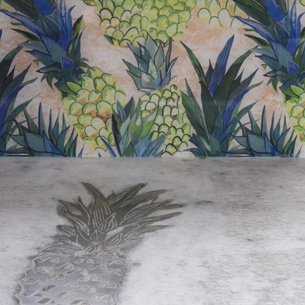 Pineapple - Retro Splashbacks - By Emma Britton Decorative Glass Designer from her Pineapple Sticks Splashback Collection